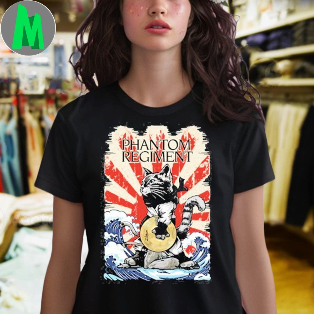 Design Phantom Regiment Ninja Cat Japanese Wave Graphic Fan T-Shirt