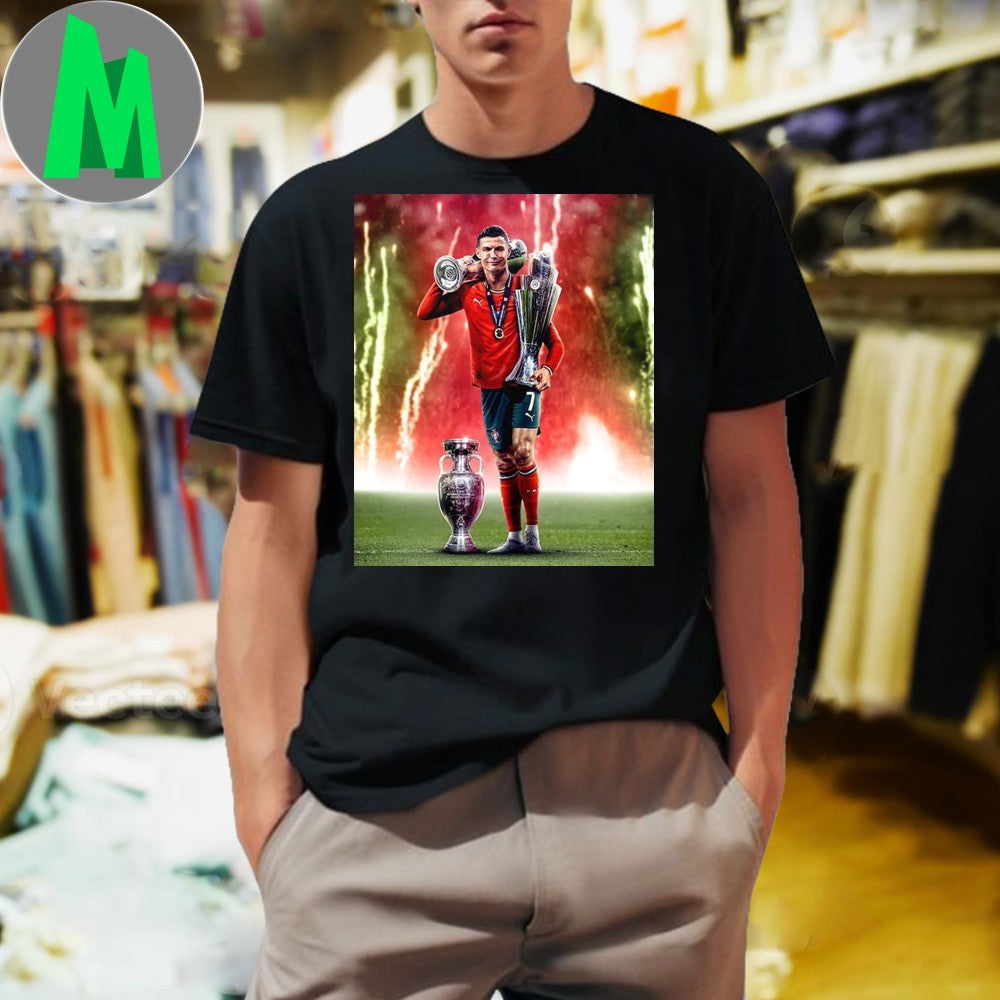 Design Portugal Win UEFA Nations League 2025 In Germany After Ronaldo 3 Trophies Shirt