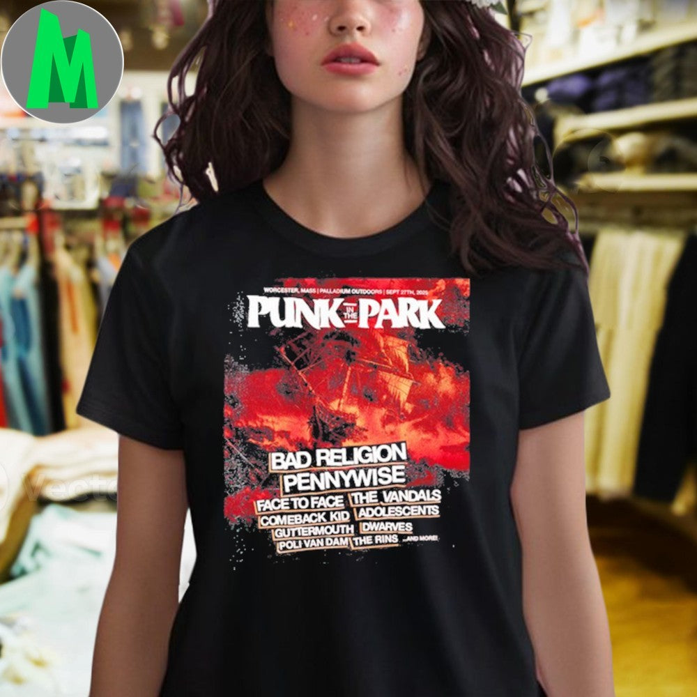 Design Punk In The Park Worcester MA Sept 27th 2025 Festival Lineup T-Shirt