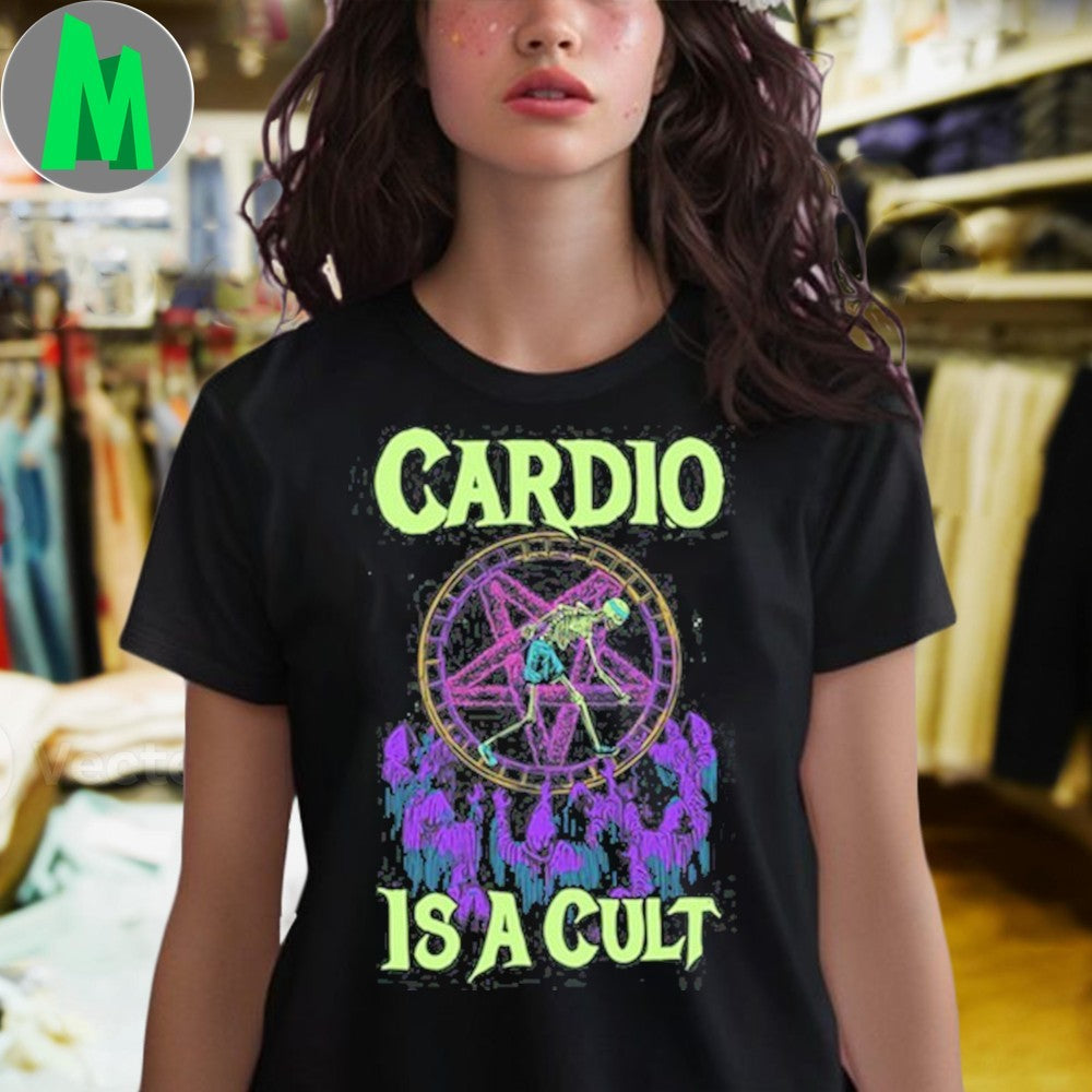 Design Raskolapparel Cardio Is A Cult Gym Fitness Workout Skeleton Pentagram Gothic Funny Fan Shirt