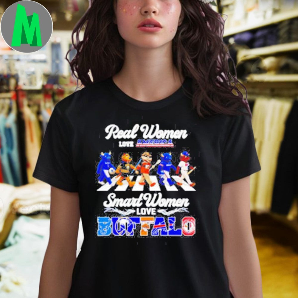 Design Real Women Love America Smart Women Love Buffalo Sports Mascot T-Shirt