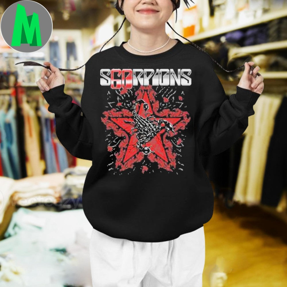 Design Scorpions European Tour 2025 Celebrating 60 Years Of Rock 1965-2025 Blowing With The Wind Shirt