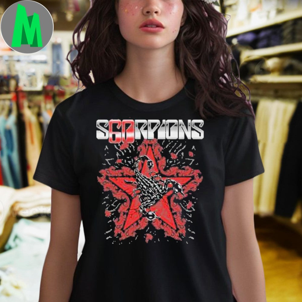 Design Scorpions European Tour 2025 Celebrating 60 Years Of Rock 1965-2025 Blowing With The Wind Shirt