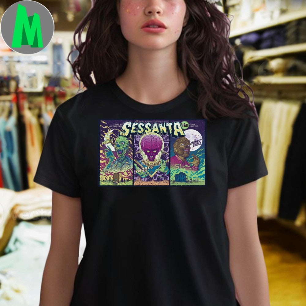 Design Sessanta V2.0 Tour Concert Graphic Band Merch Live Music Fan Apparel Black T-Shirt