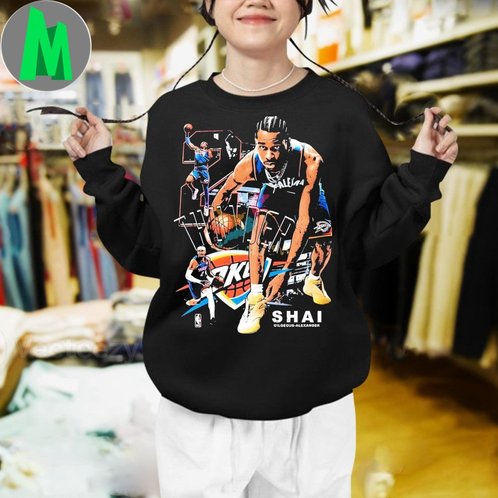 Design Shai Gilgeous Alexander Oklahoma City Thunder Dynamic Action Collage Shirt