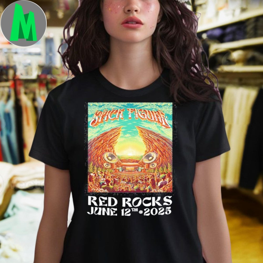 Design Stick Figure Red Rocks June 12 2025 Concert Poster T-Shirt