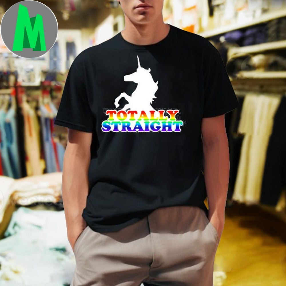 Design Totally Straight Rainbow Unicorn Graphic T-Shirt