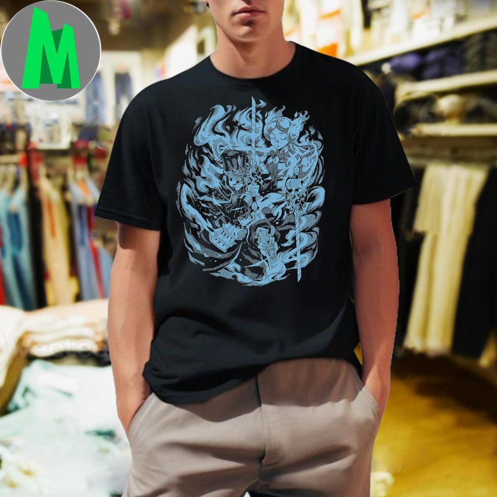 Design Two Flames Anime Manga Style Fantasy Warrior Shirt