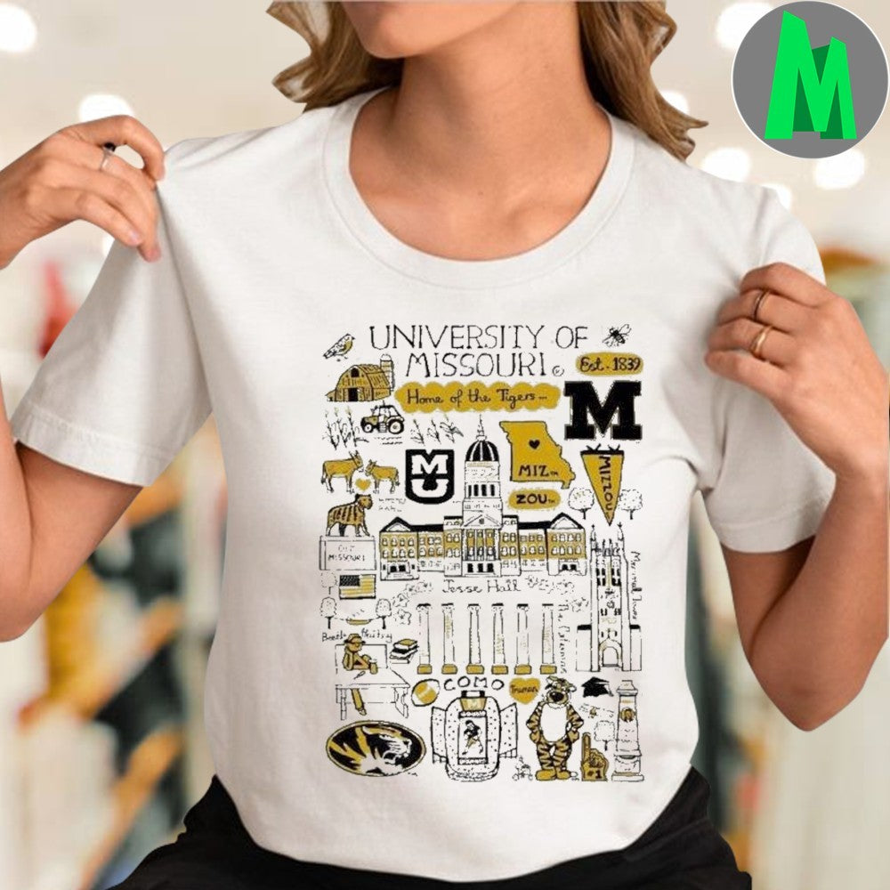 Design University Of Missouri Tigers Art Illustration T-shirt