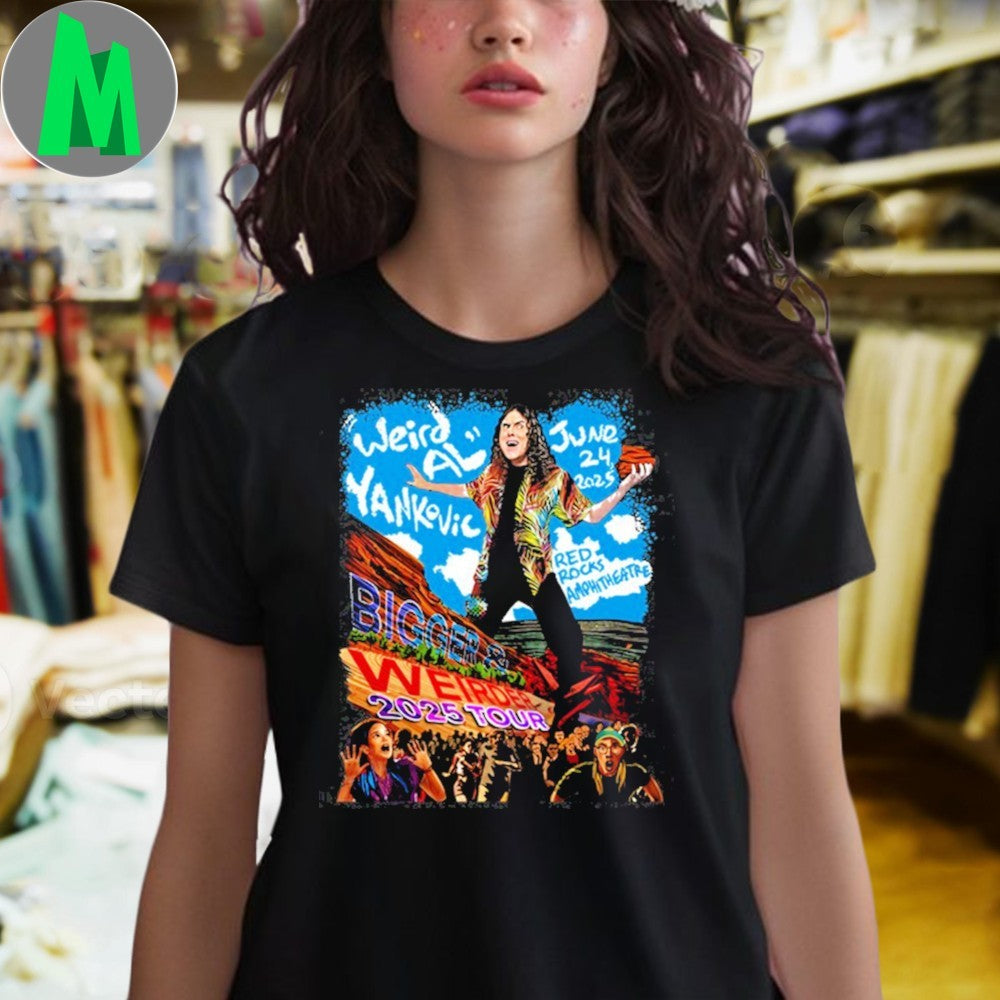 Design Weird Al Yankovic Bigger & Weirder 2025 Tour Red Rocks Concert T-Shirt