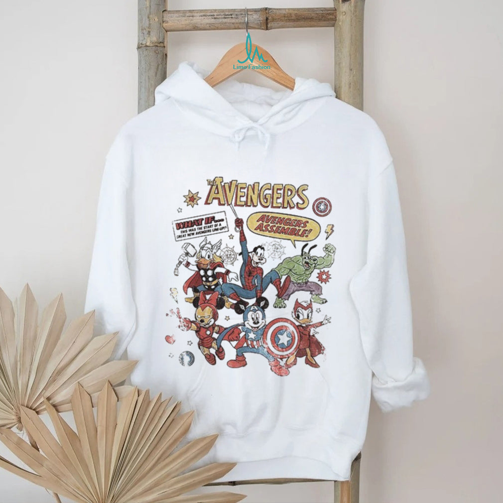 Disney Mickey Goofy Donald Duck Marvel characters the Avengers shirt