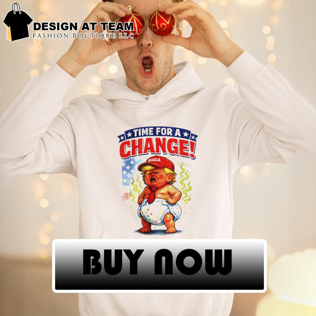 Donald Trump baby caricature Maga hat Time for a Change American flag shirt
