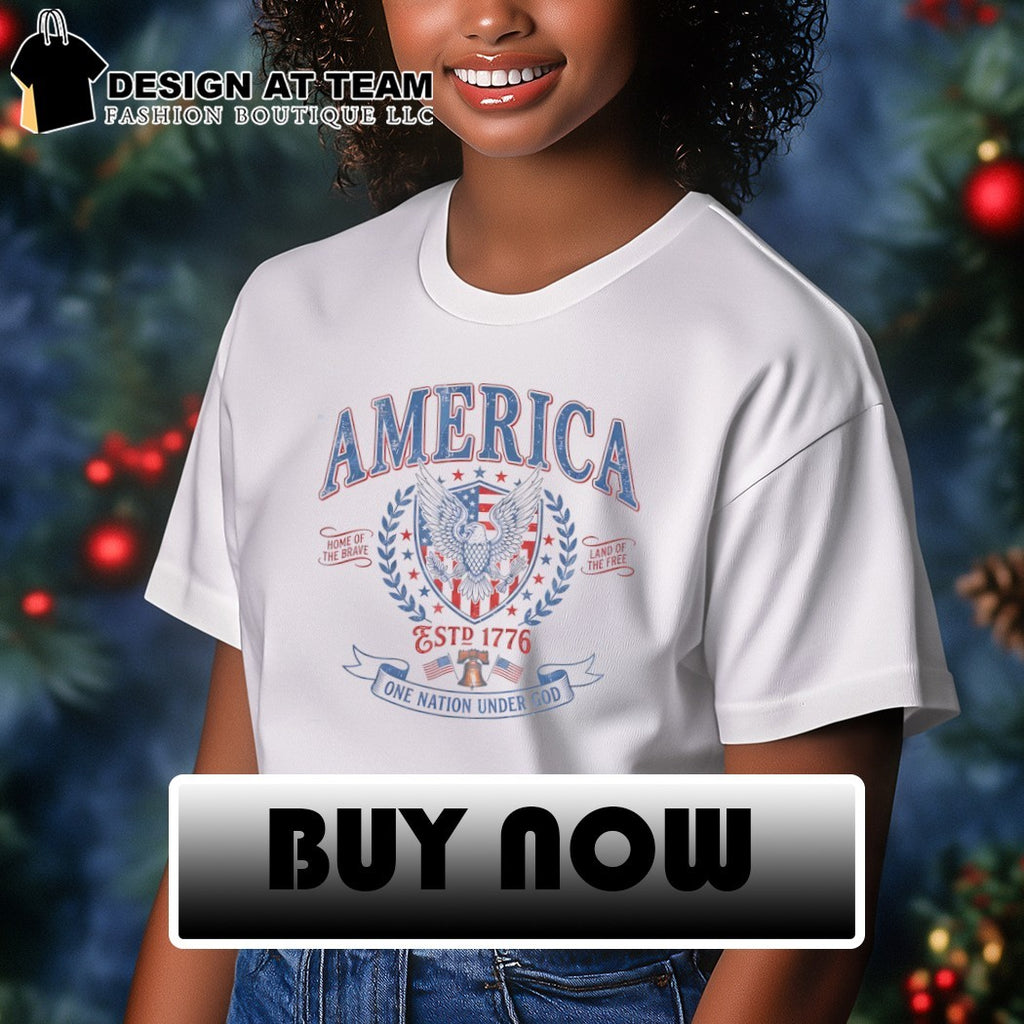 Eagle America Shield Liberty Bell estd 1776 Home of the Brave Land of the Free shirt