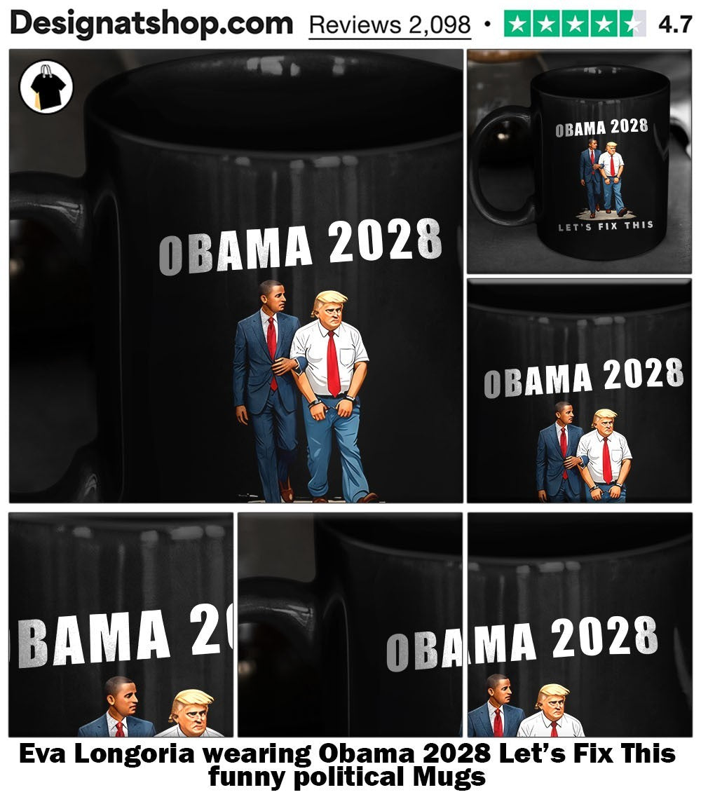 Eva Longoria wearing Obama 2028 Let’s Fix This funny political shirt