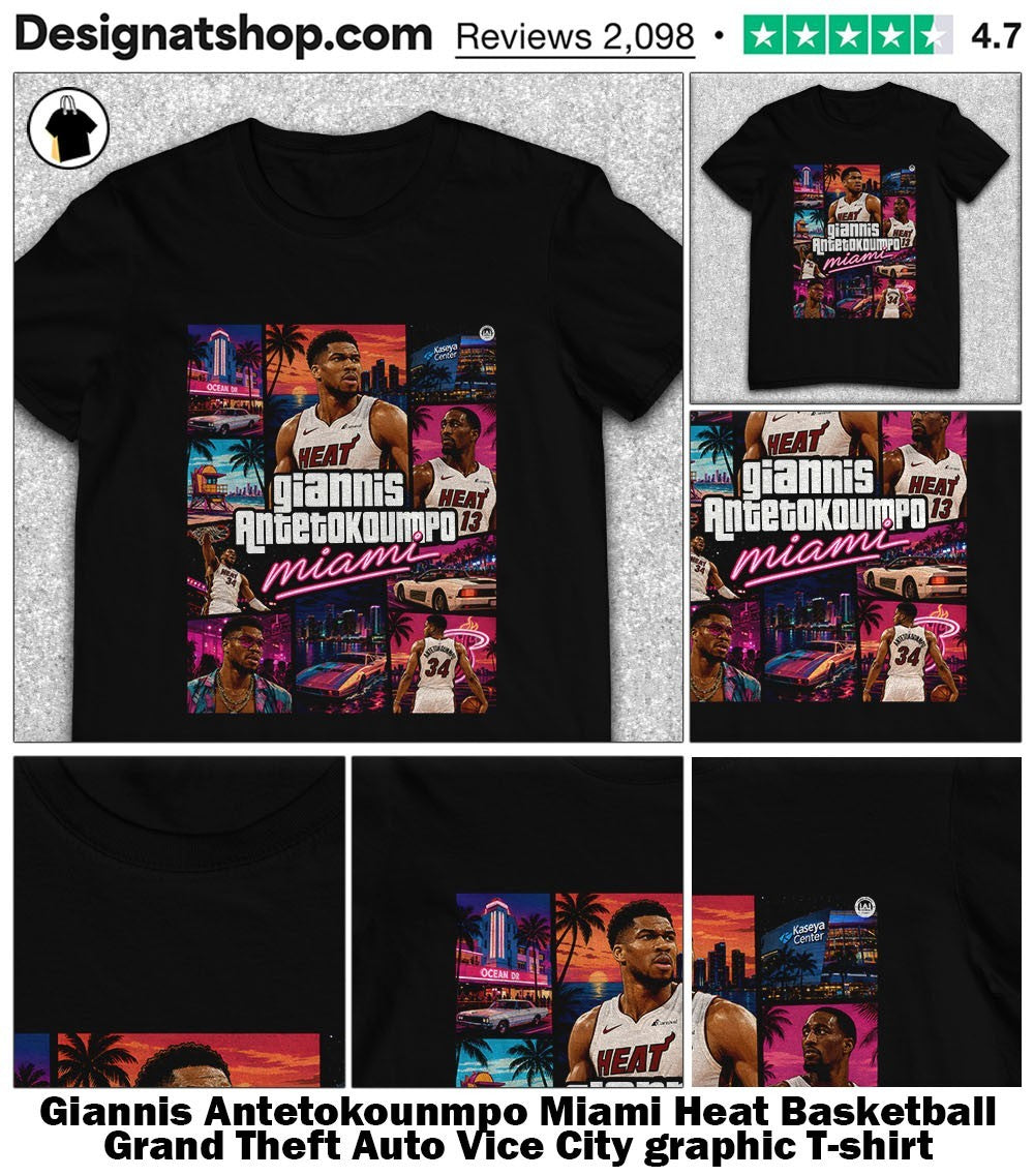 Giannis Antetokounmpo Miami Heat Basketball Grand Theft Auto Vice City graphic shirt