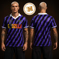 Godzilla 1984 Purple Black Striped Vintage Kaiju Unisex Football Jersey