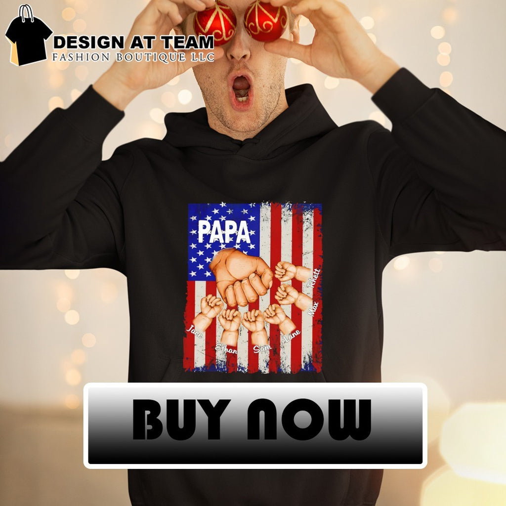 Grandfather gift American flag fist bump personalized Papa Jace Ethan Sam Lane Max shirt
