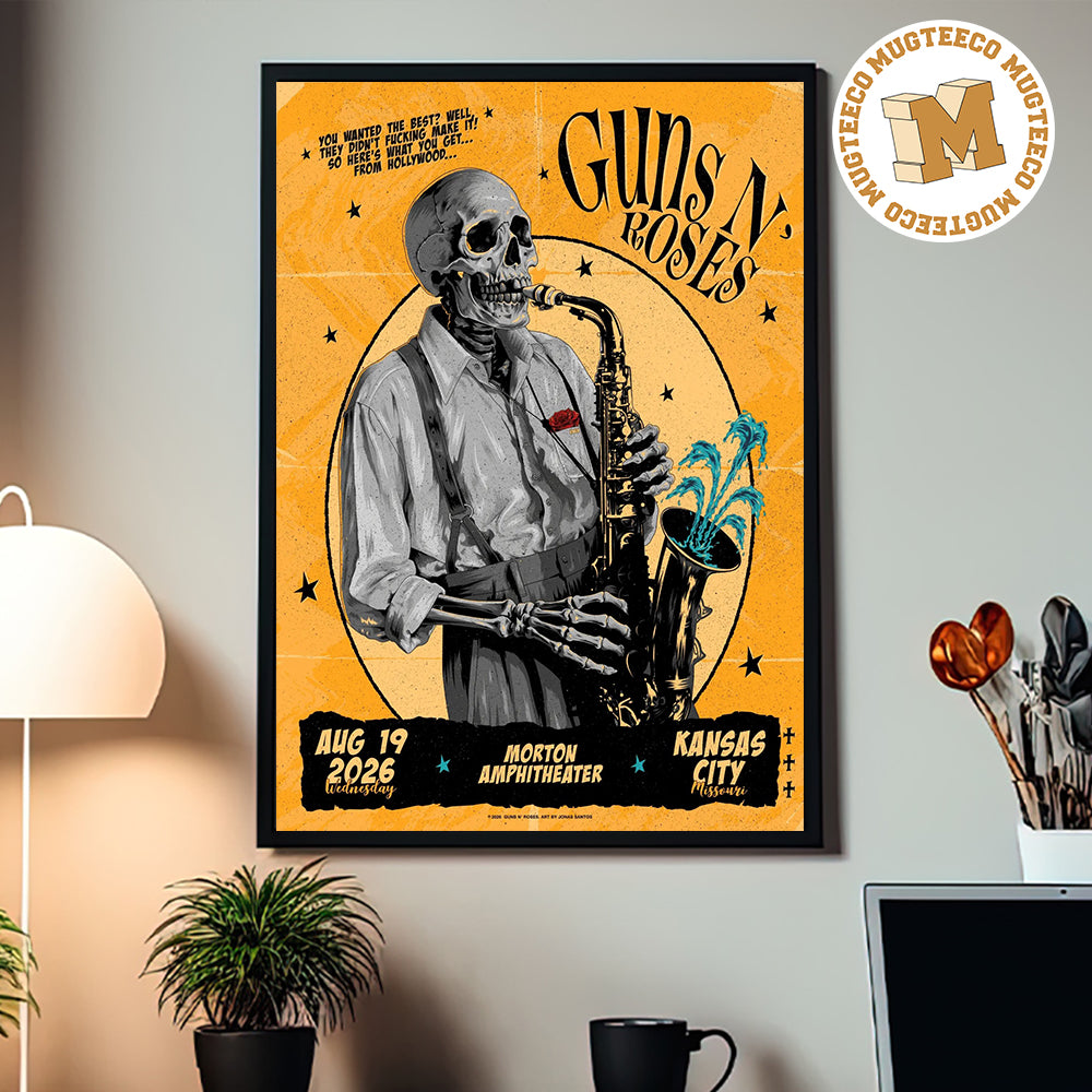 Guns N Roses Kansas City Missouri 2026 Event Poster At Morton Amphitheater On August 19 2026 Home Decor Poster Canvas