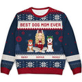 Best Dog Mom Ever Cartoon Style - Christmas Gift For Dog Lovers - Personalized Unisex Ugly Sweater