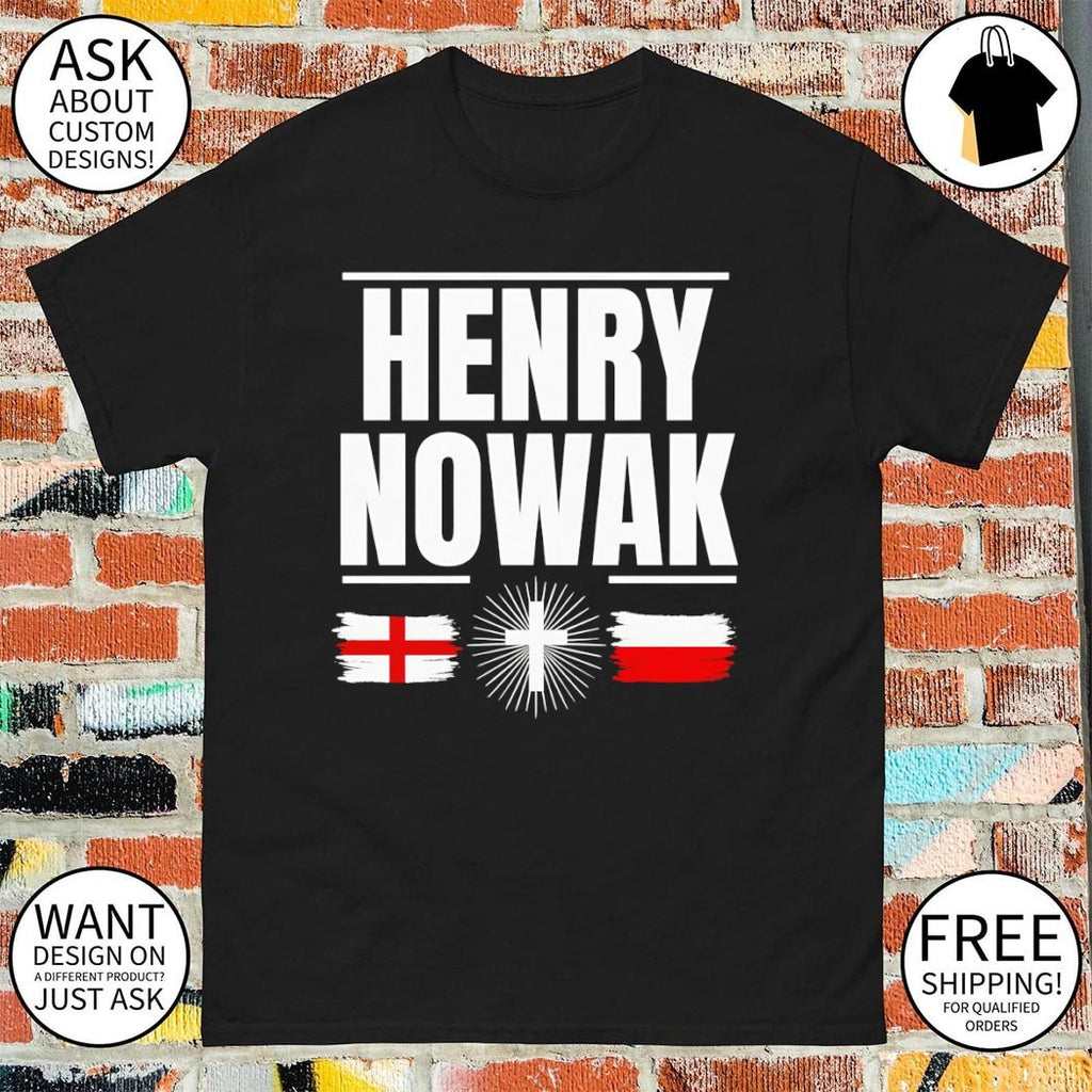 Henry Nowak England and Poland flags Christian Cross shirt