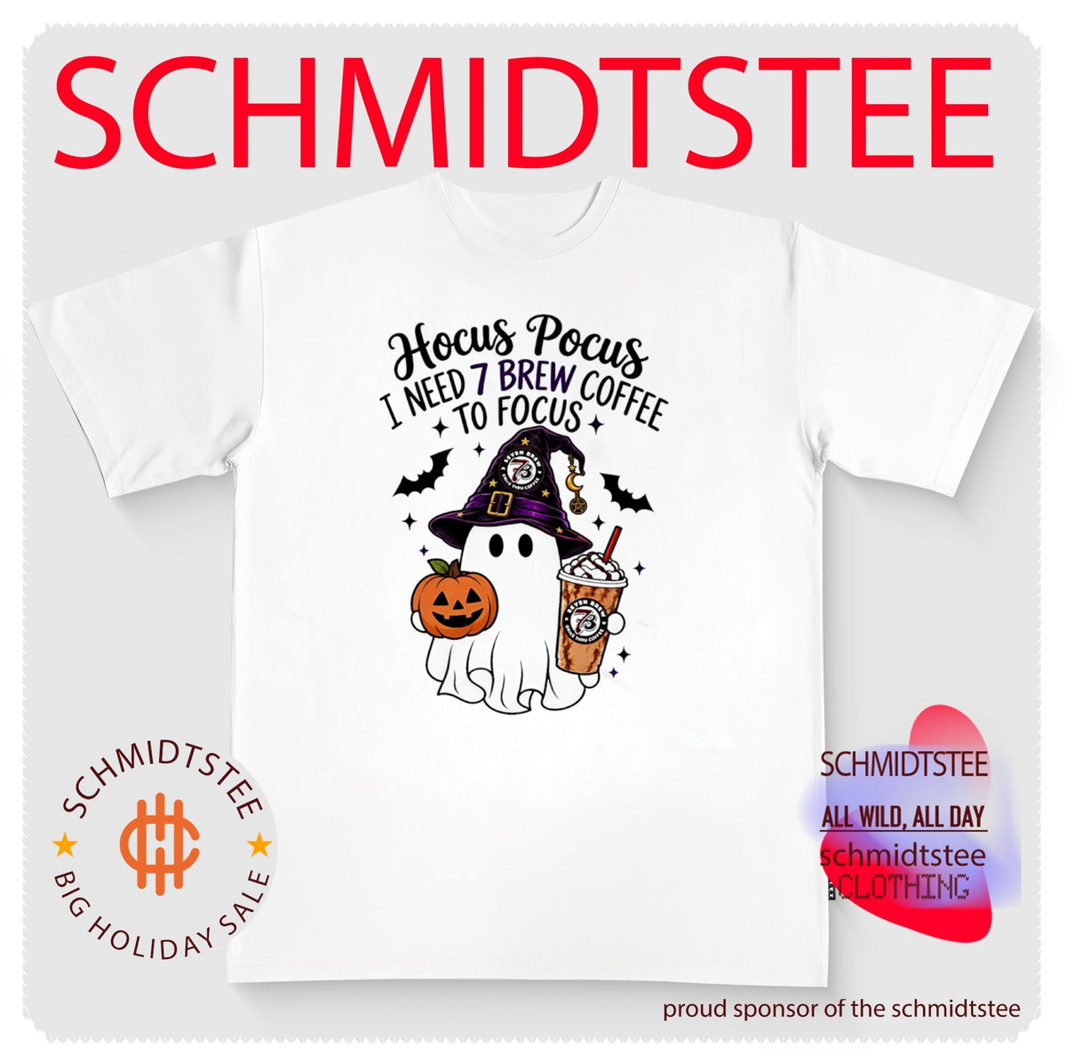 Hocus Pocus I Need 7 Brew Coffee to Focus Ghost Halloween shirt