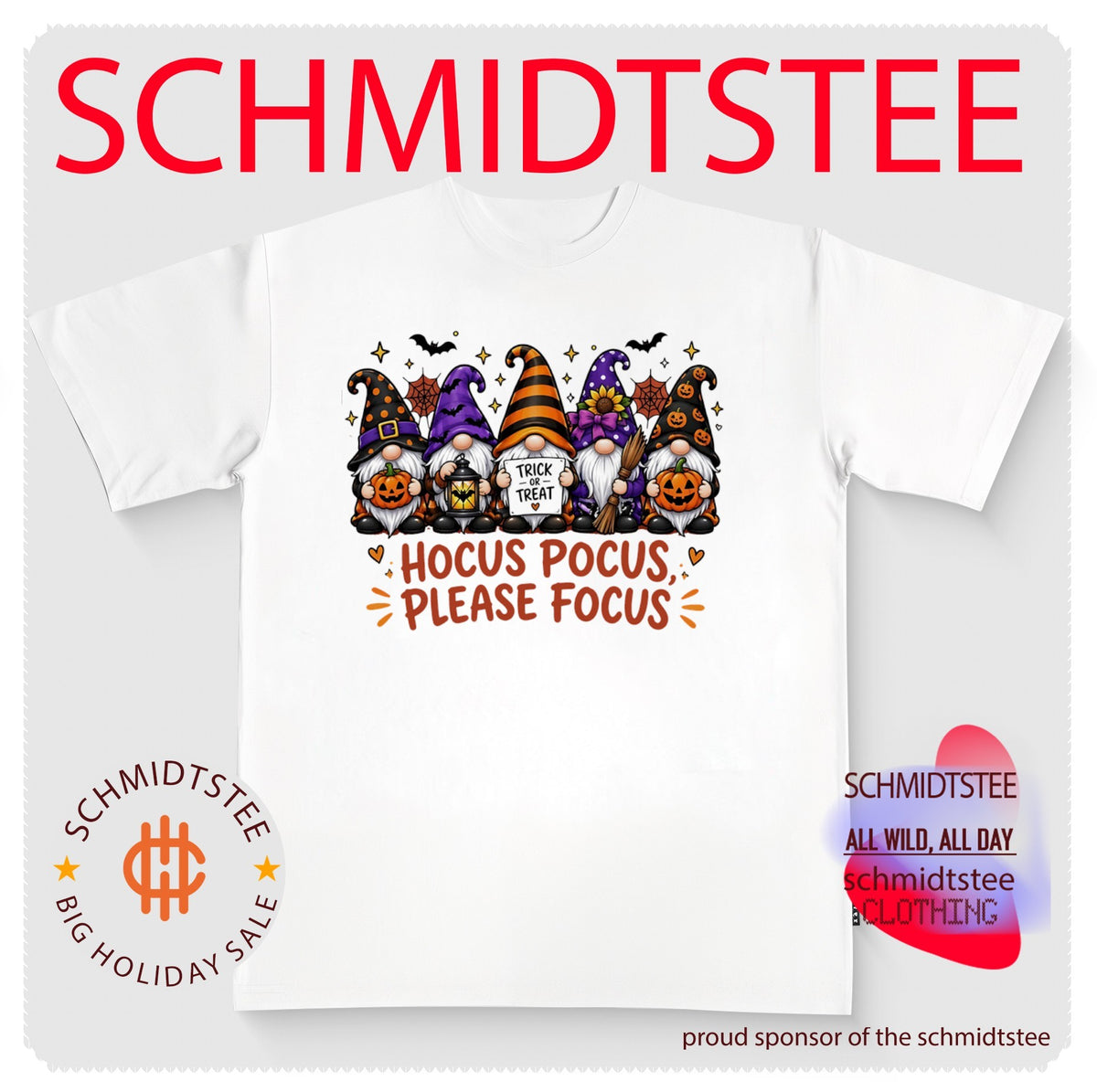 Hocus Pocus Please Focus Halloween Gnomes Trick or Treat shirt