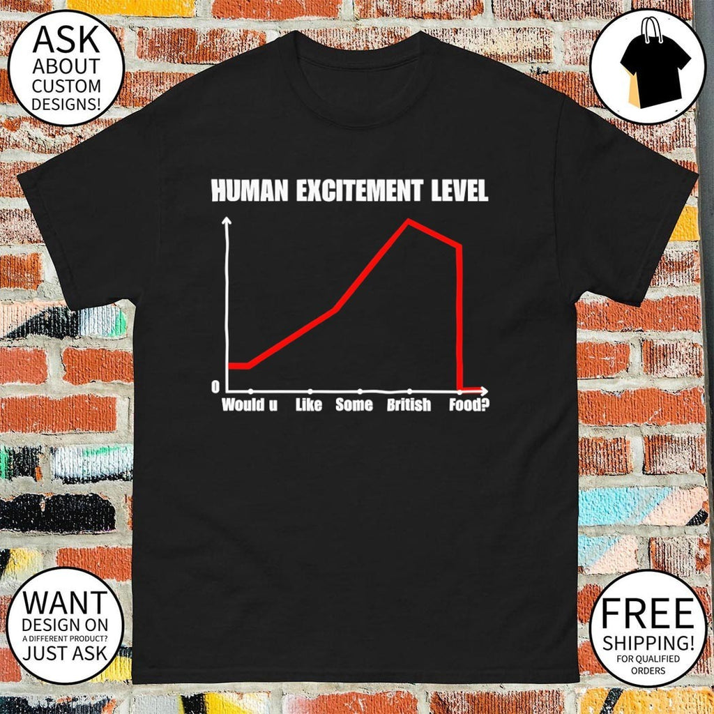 Human excitement level would u like some british food shirt