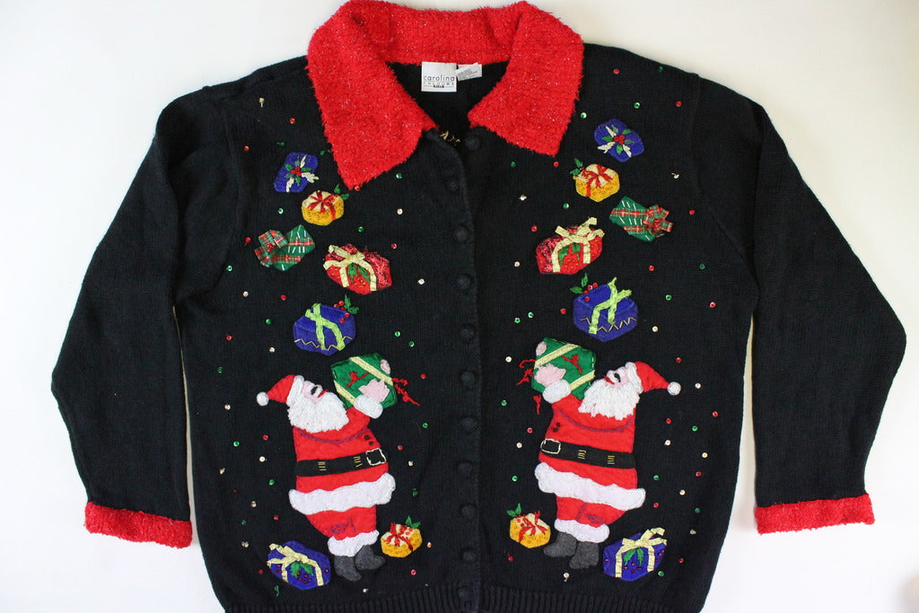 Santas with presents, Large Size. Christmas Sweater