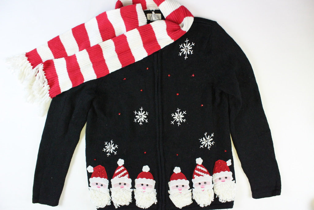Santa with furry beards. Size Extra Small. Christmas Sweater