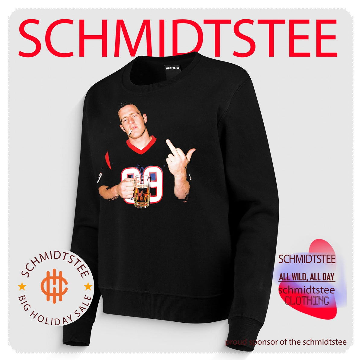 J.J. Watt Houston Texans holding beer middle finger shirt