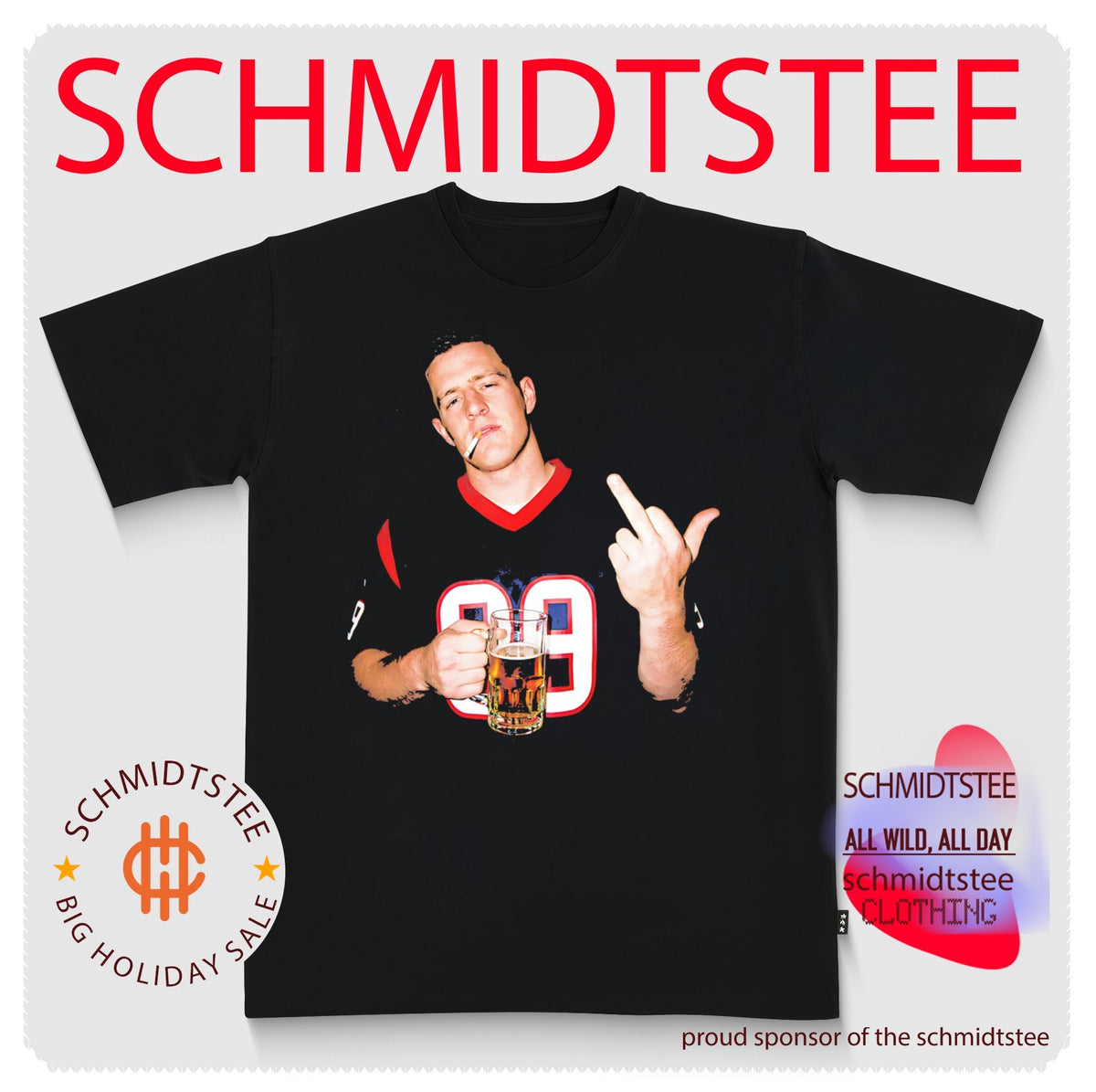 J.J. Watt Houston Texans holding beer middle finger shirt