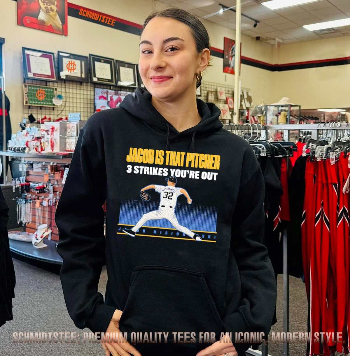 Jacob Misiorowski Milwaukee Brewers is that Pitcher 3 strikes you’re out shirt