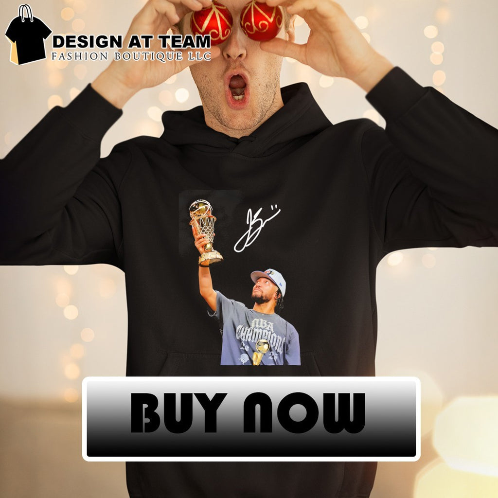 Jalen Brunson Holding NBA Trophy The Champion signature shirt