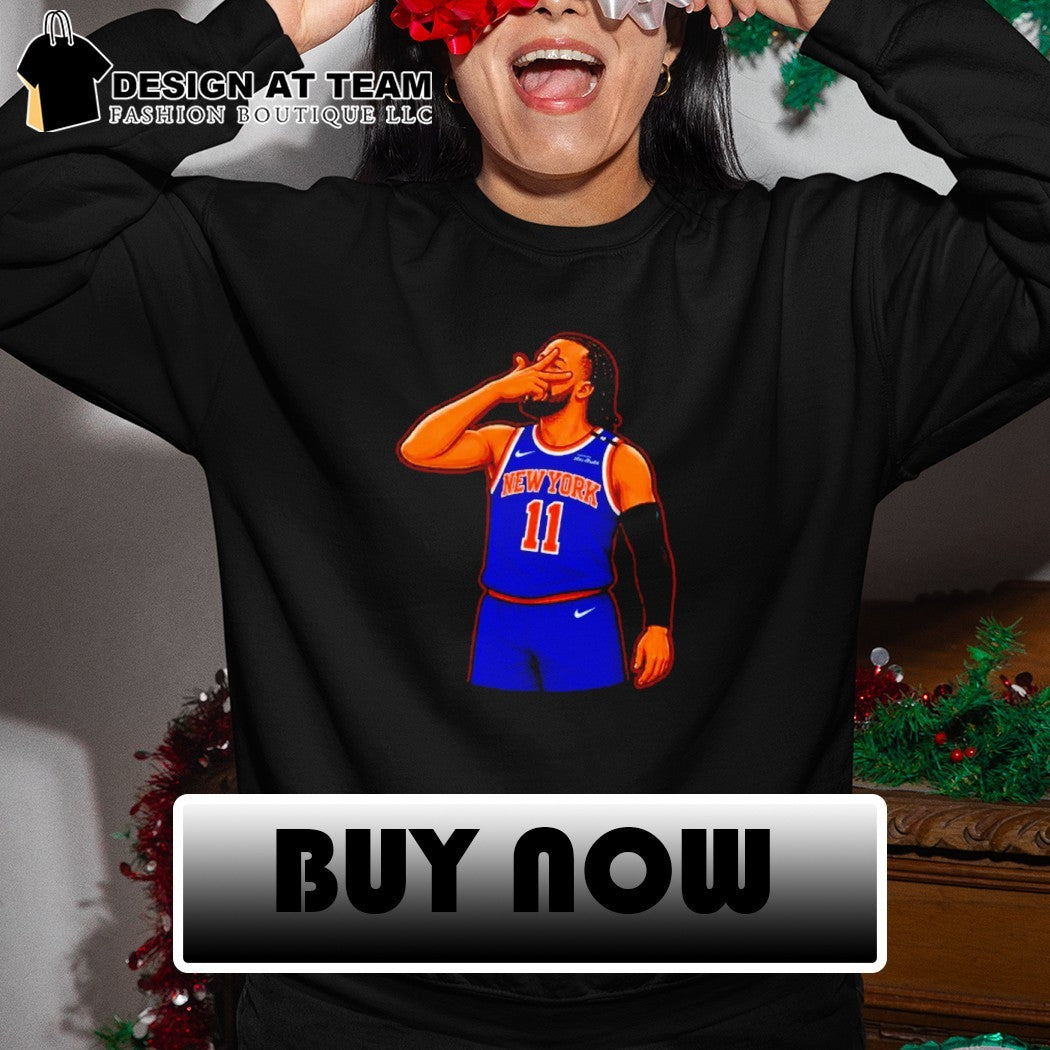 Jalen Brunson New York 11 basketball star player signature pose jersey shirt
