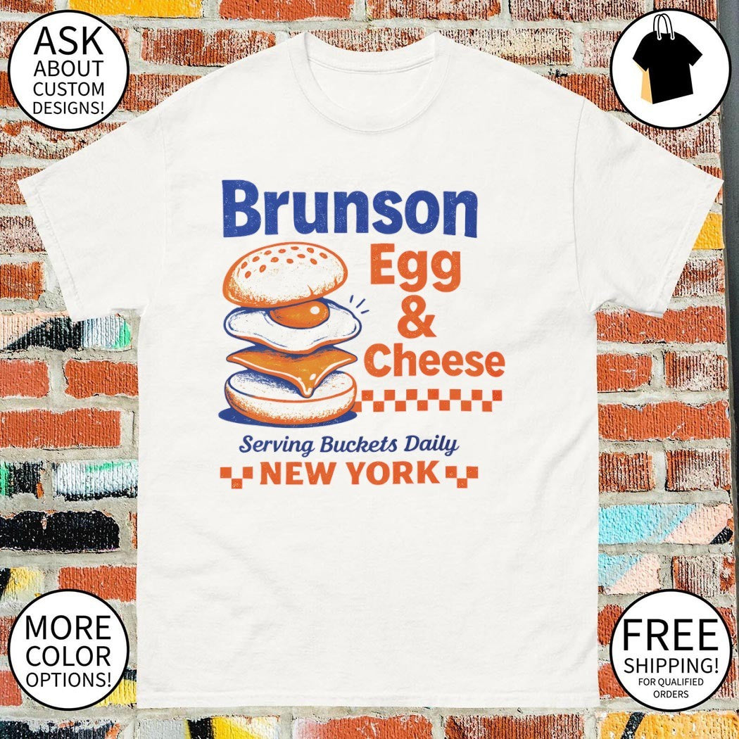 Jalen Brunson brunson egg cheese serving buckets daily New York shirt