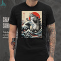 Japanese Ukiyo e Style Giant Cat Kaiju Wave Vintage Shirt