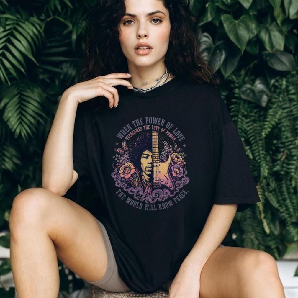 Jimi Hendrix Power Of Love Floral Guitar Peace Unisex Shirt