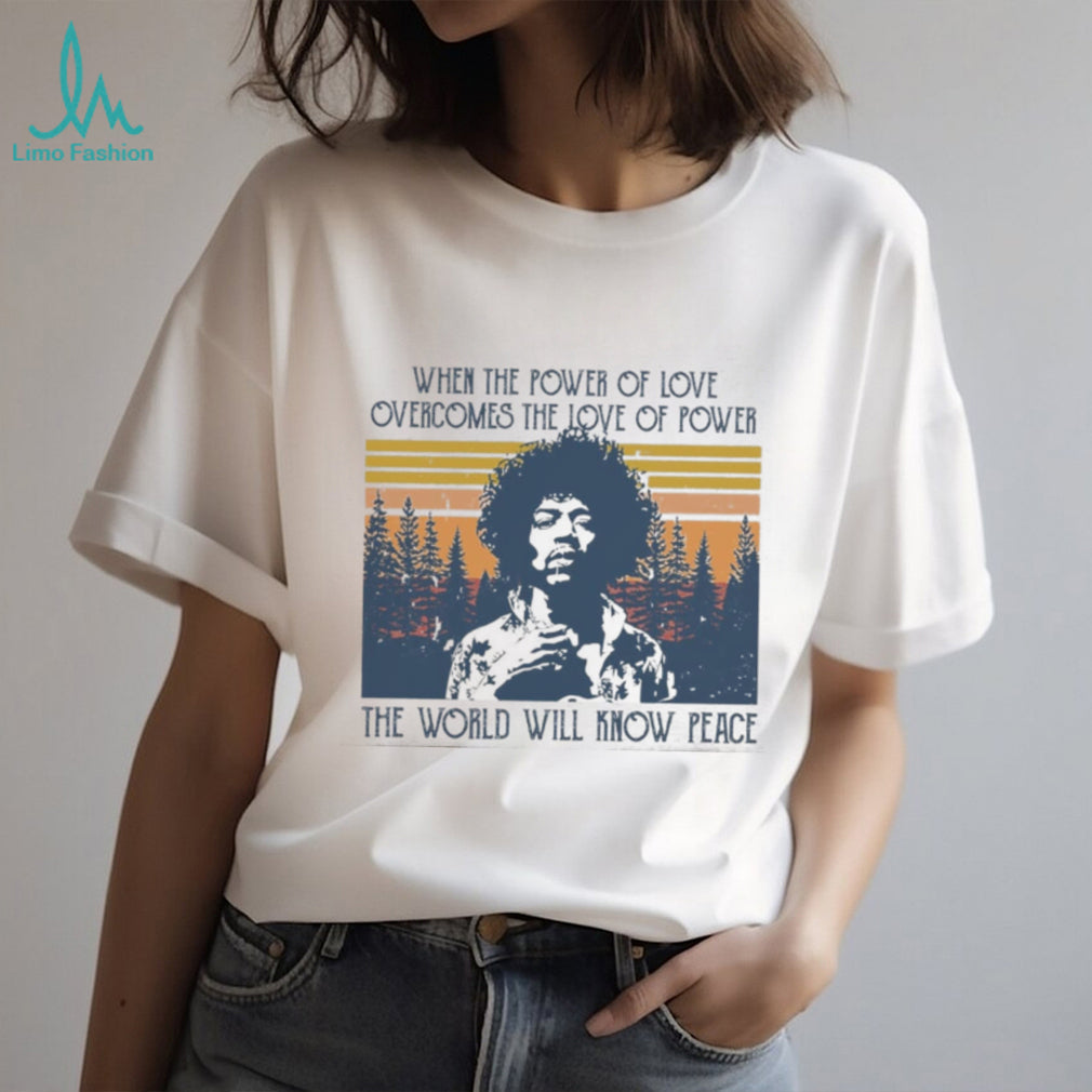 Jimi Hendrix Power Of Love Peace Sunset Forest Music Shirt