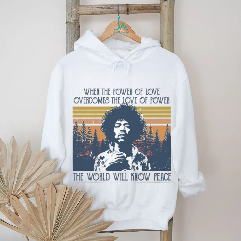 Jimi Hendrix Power Of Love Peace Sunset Forest Music Shirt