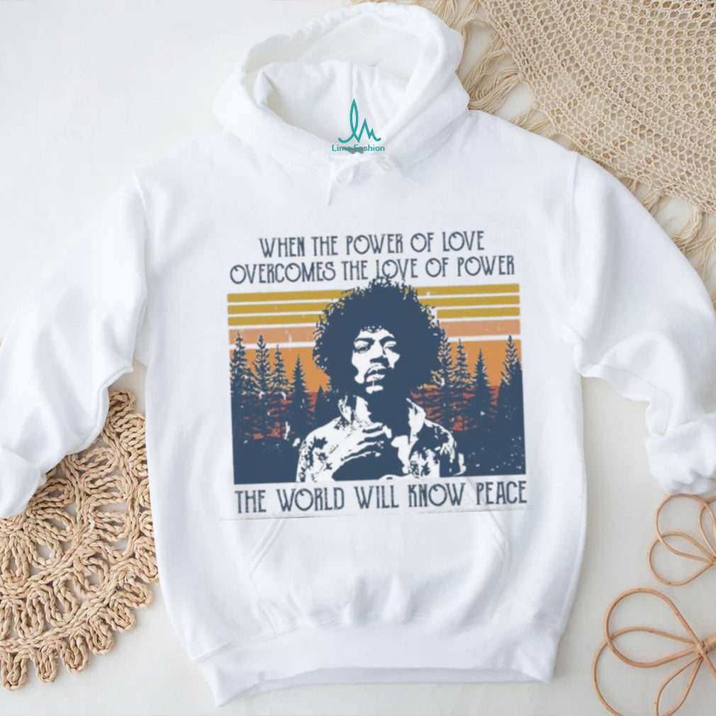 Jimi Hendrix Power Of Love Peace Sunset Forest Music Shirt