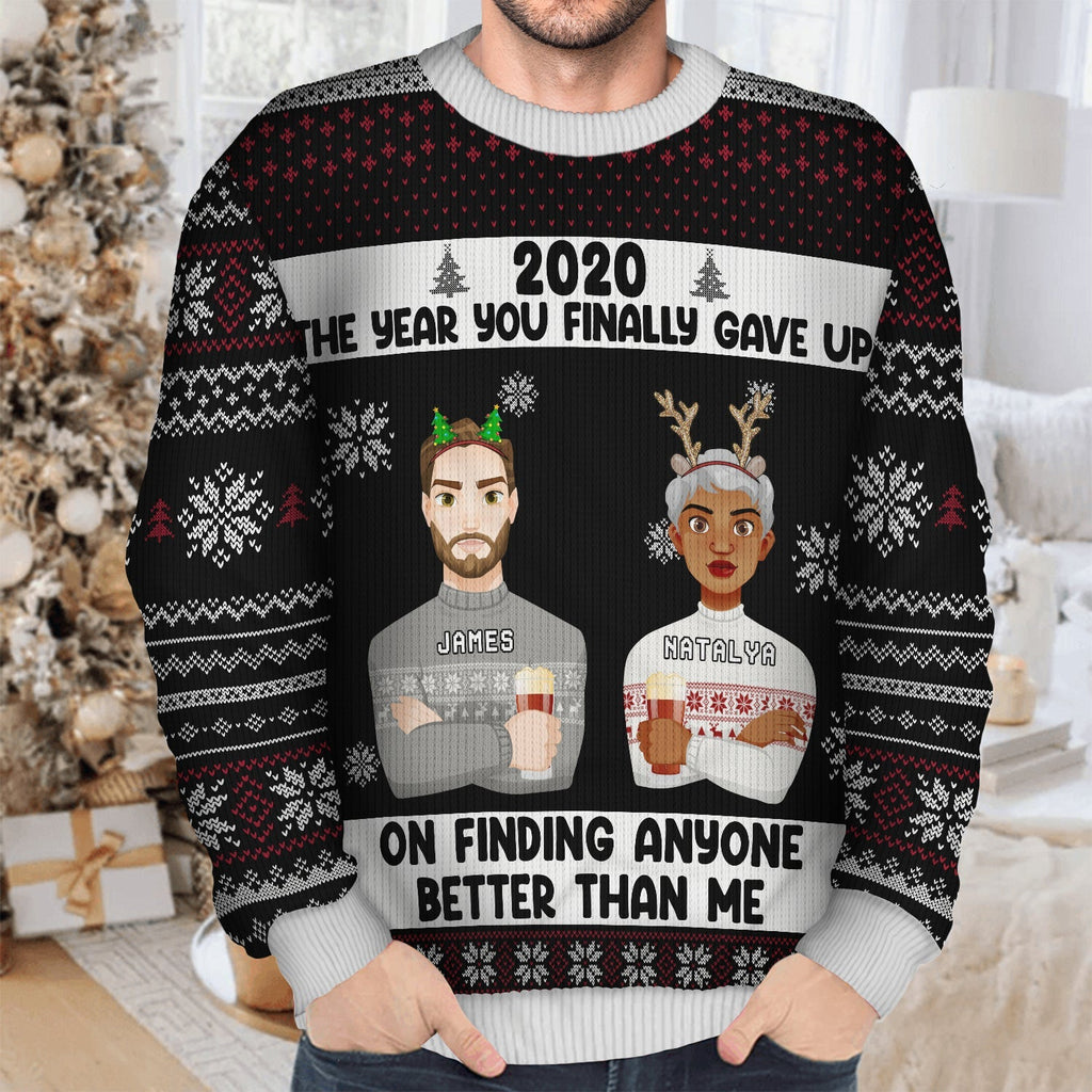 Christmas Couple The Year You Finally Gave Up - Gift For Couples - Personalized Unisex Ugly Sweater