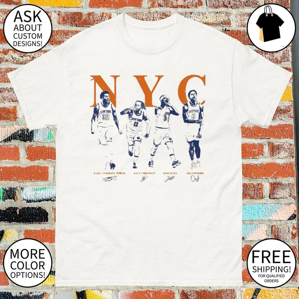 Karl-Anthony Towns Jalen Brunson Josh Hart OG Anunoby NYC New York Players signature shirt