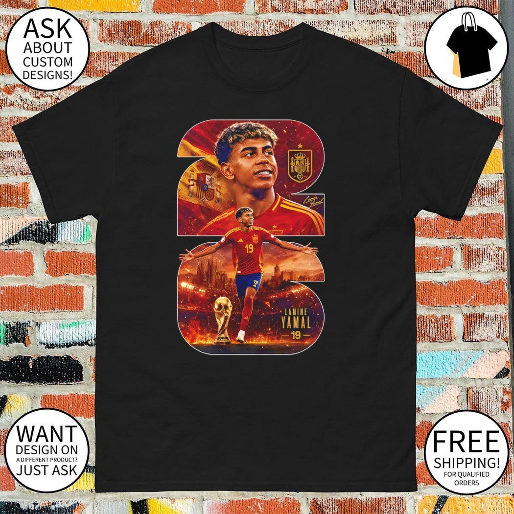 Lamine Yamal Spain national football team player poster Lamine Yamal 19 shirt