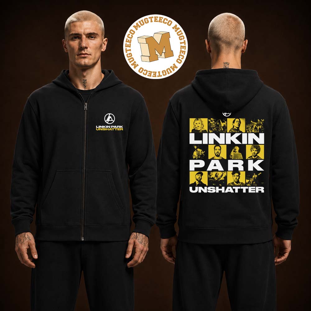 Linkin Park Unshatter Unisex Black Zip Up Hoodie
