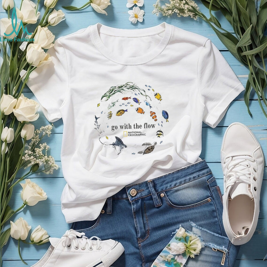 Marine Animals Go With The Flow Sea Turtle Fish shirt