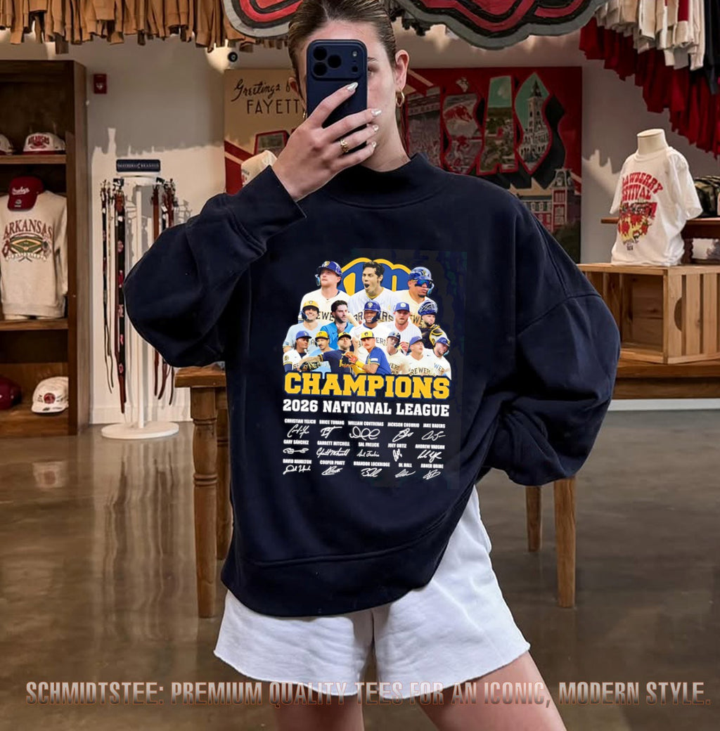 Milwaukee Brewers 2026 NL Champions players signatures shirt