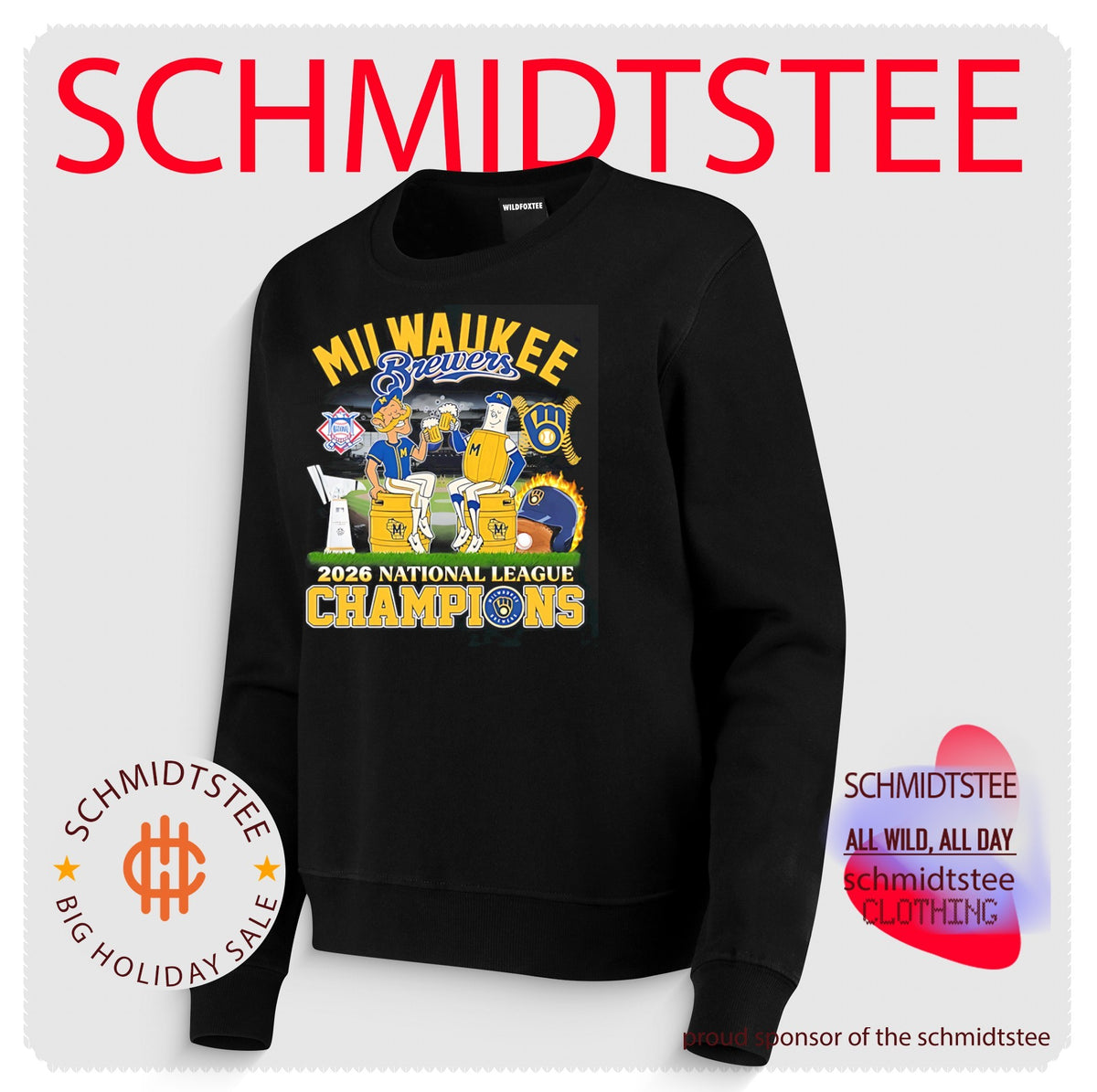 Milwaukee Brewers 2026 National League Champions mascot drink beer shirt