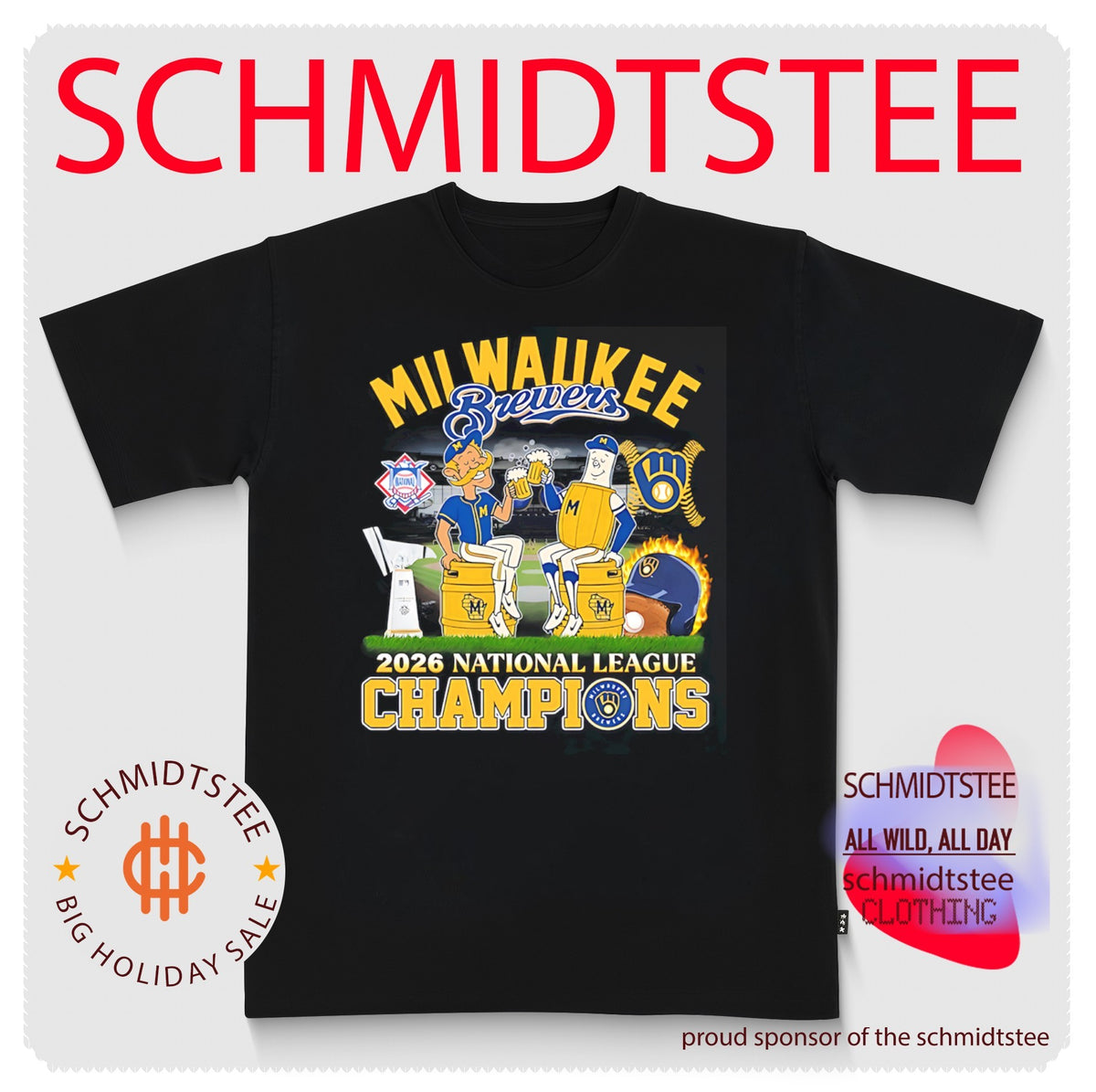 Milwaukee Brewers 2026 National League Champions mascot drink beer shirt