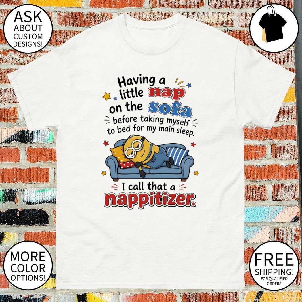 Minion having a little nap on the sofa before taking myself to bed for my main sleep shirt
