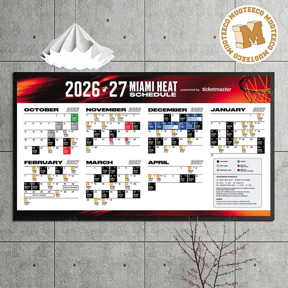 NBA Miami HEAT Full 2026 2027 Schedule Home Decor Poster Canvas
